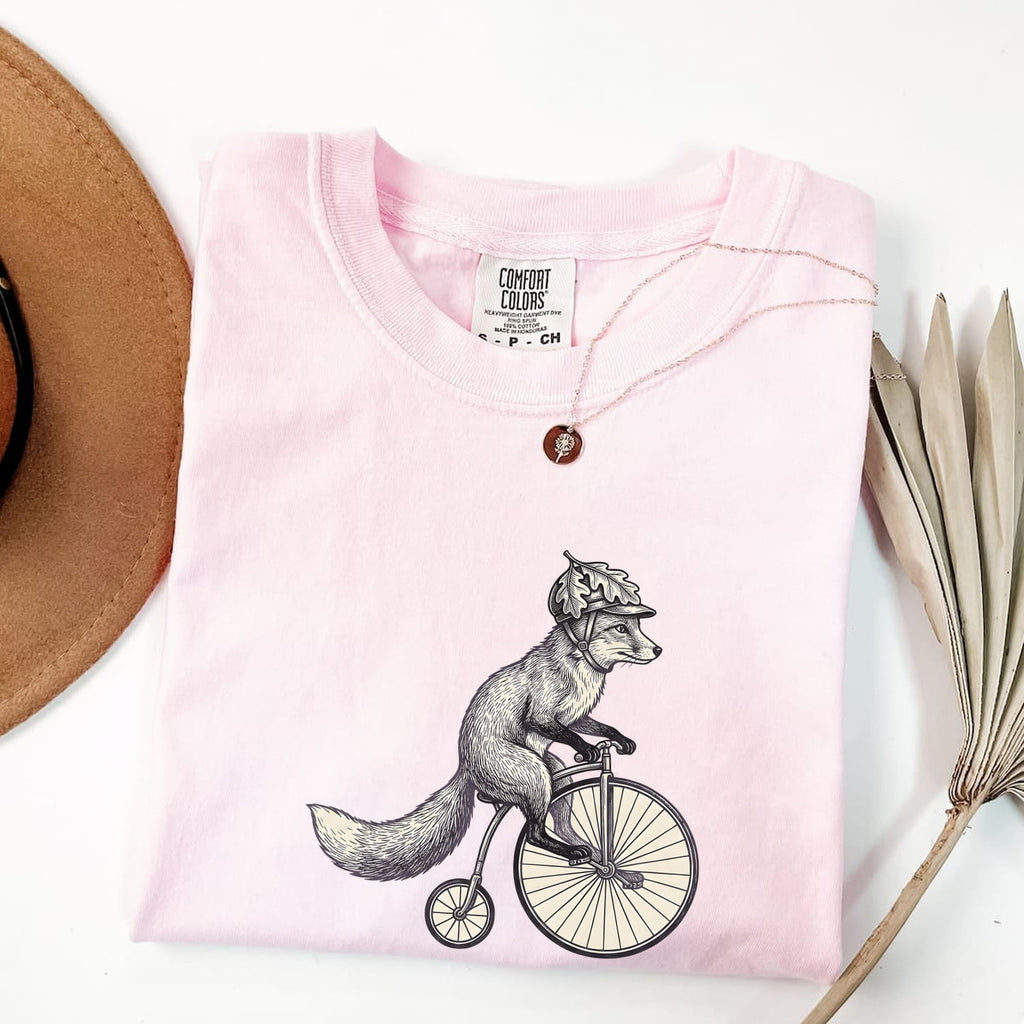 Fox on Bicycle Shirt, Funny Cycling Fox Graphic Tee, Fox Lover Gift