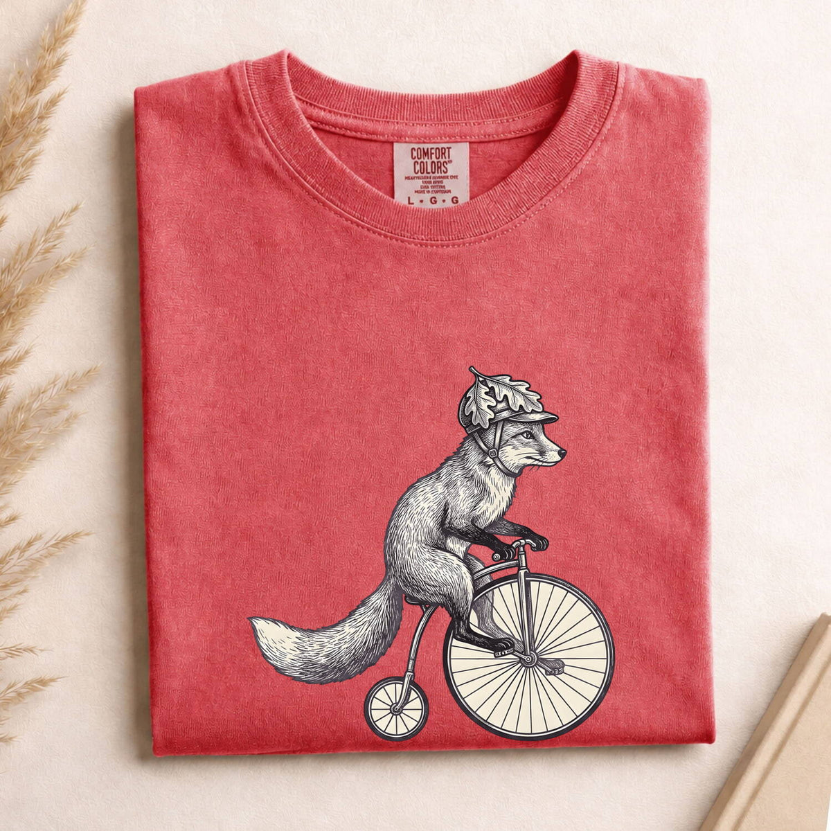 Fox on Bicycle Shirt, Funny Cycling Fox Graphic Tee, Fox Lover Gift