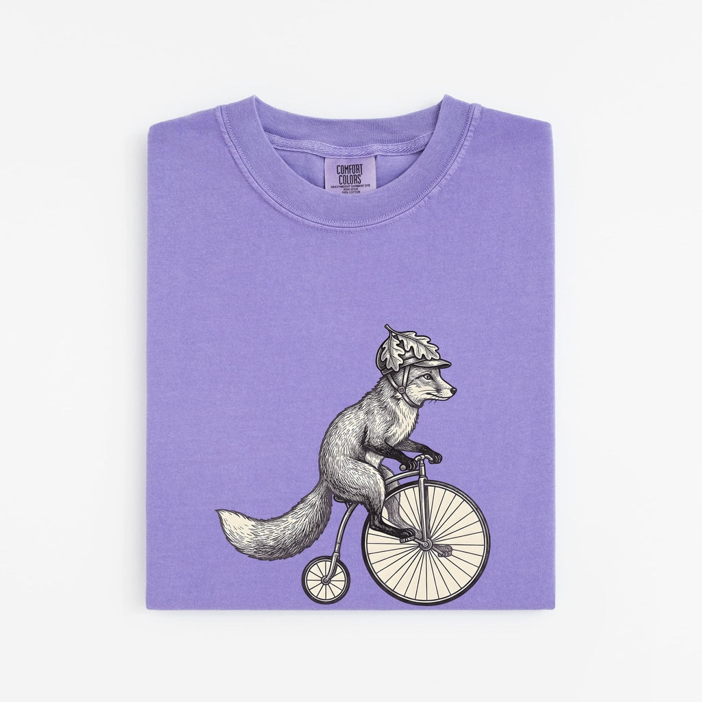 Fox on Bicycle Shirt, Funny Cycling Fox Graphic Tee, Fox Lover Gift