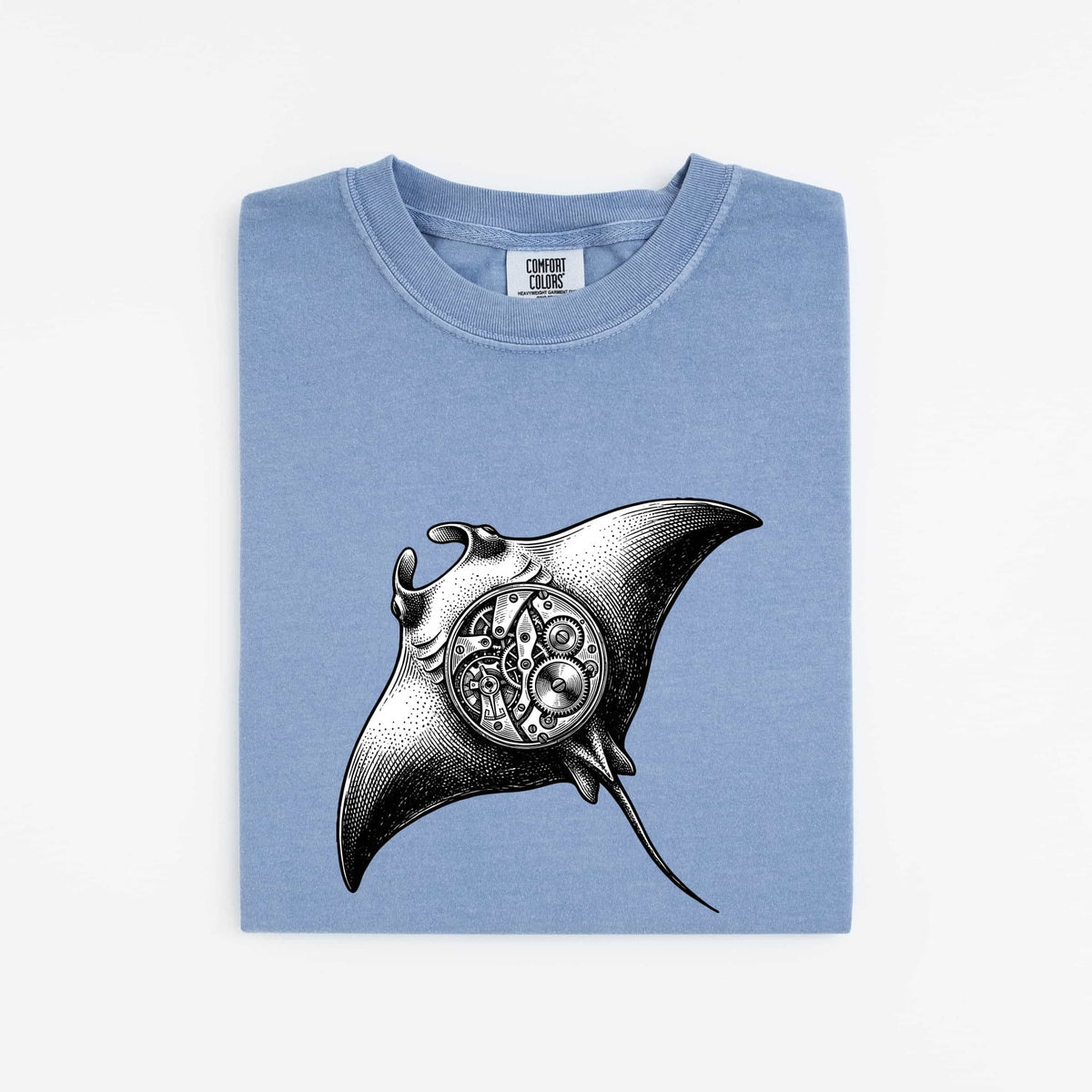 Steampunk Manta Ray Shirt, Mechanical Stingray Graphic Tee, Ocean Lover Gift
