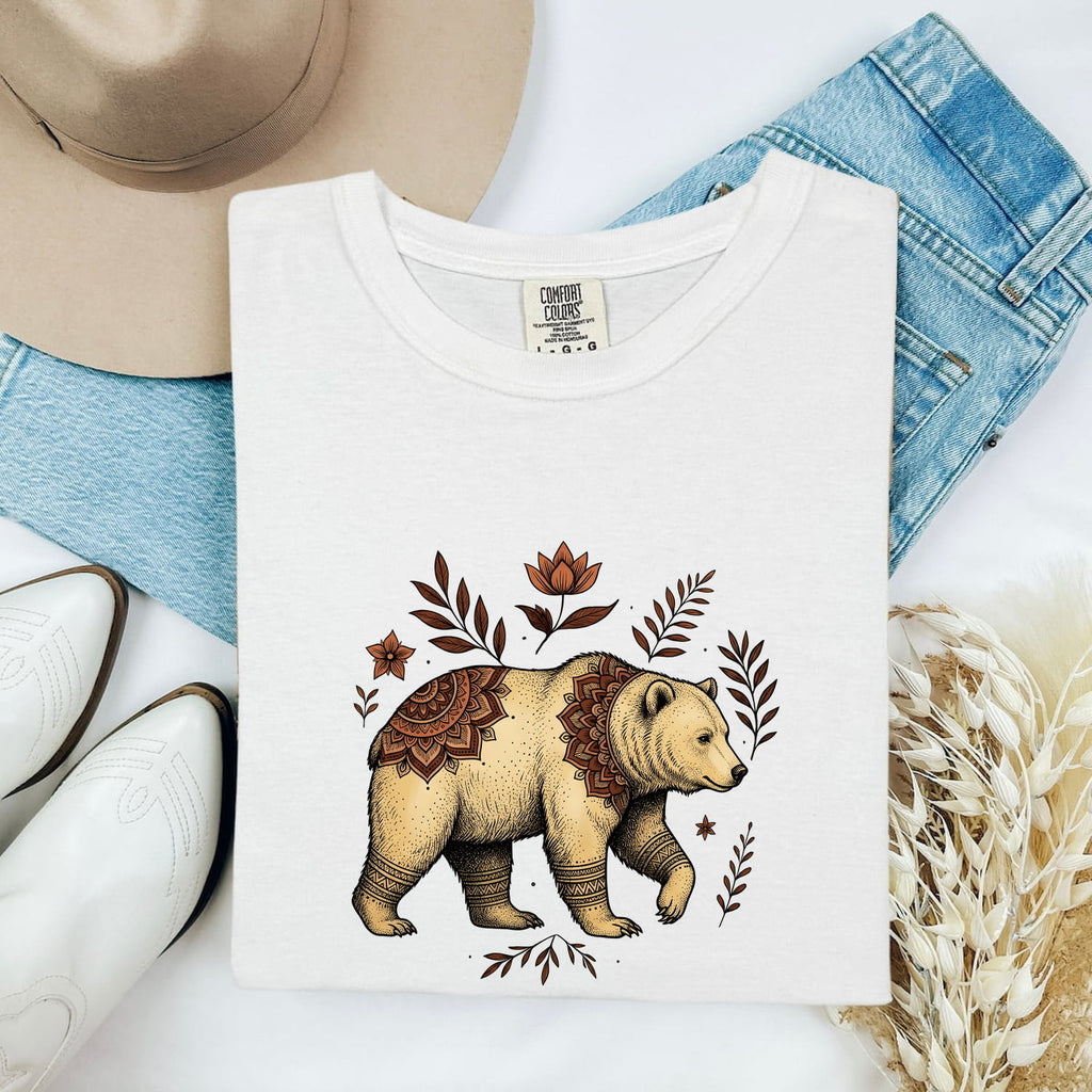 Bear Shirt, Floral Wildlife Graphic Tee, Nature Lover Gift