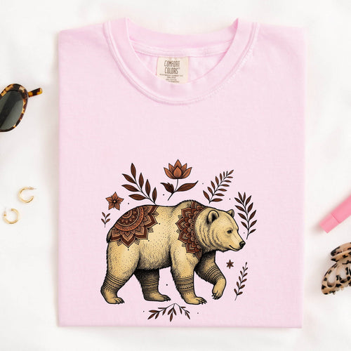 Bear Shirt, Floral Wildlife Graphic Tee, Nature Lover Gift