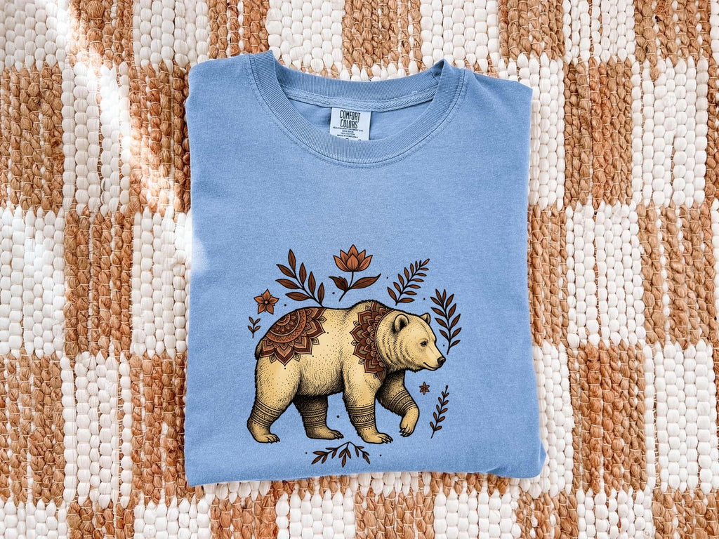 Bear Shirt, Floral Wildlife Graphic Tee, Nature Lover Gift