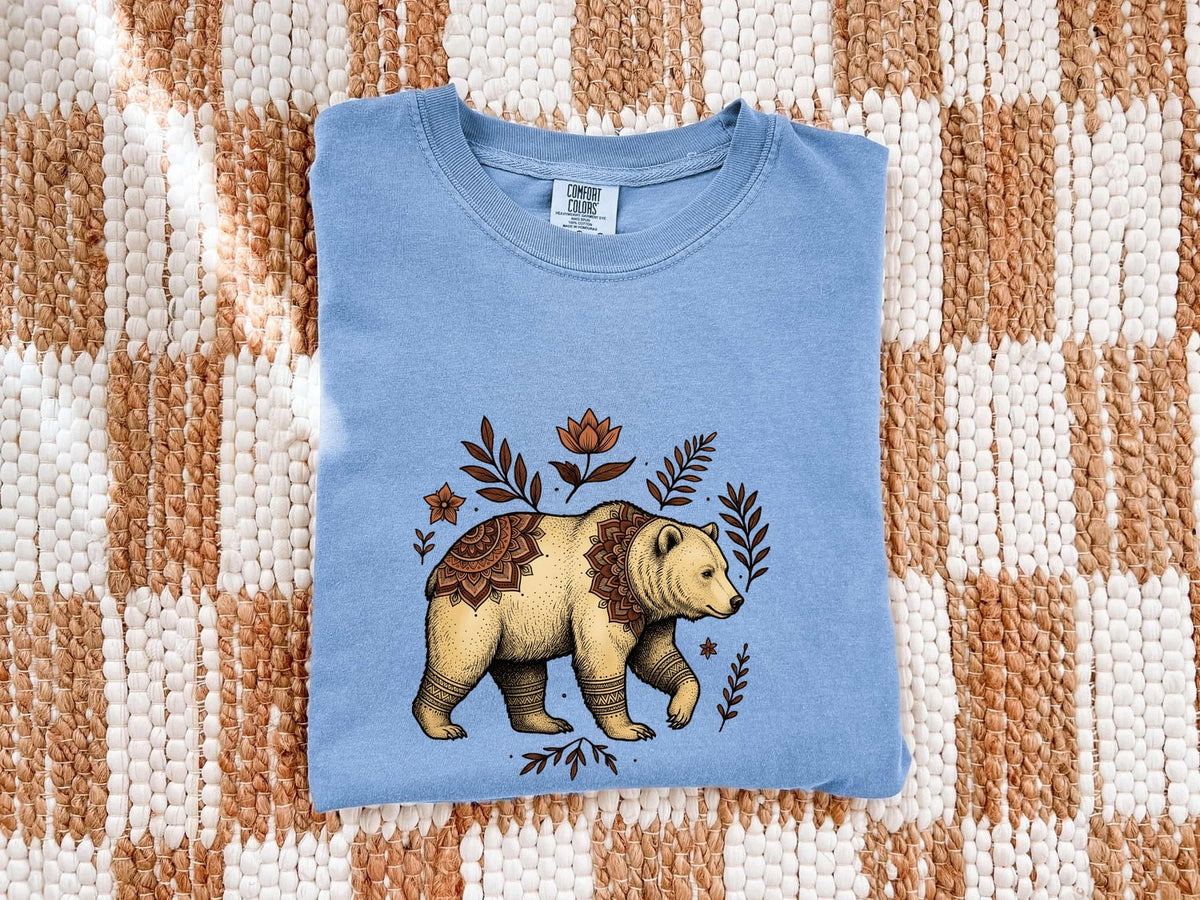 Bear Shirt, Floral Wildlife Graphic Tee, Nature Lover Gift