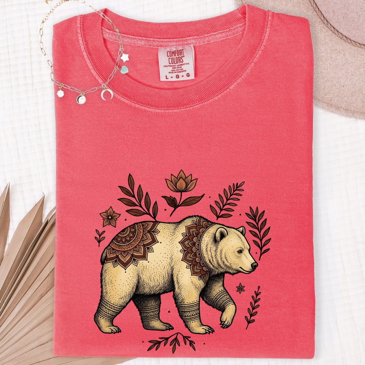 Bear Shirt, Floral Wildlife Graphic Tee, Nature Lover Gift