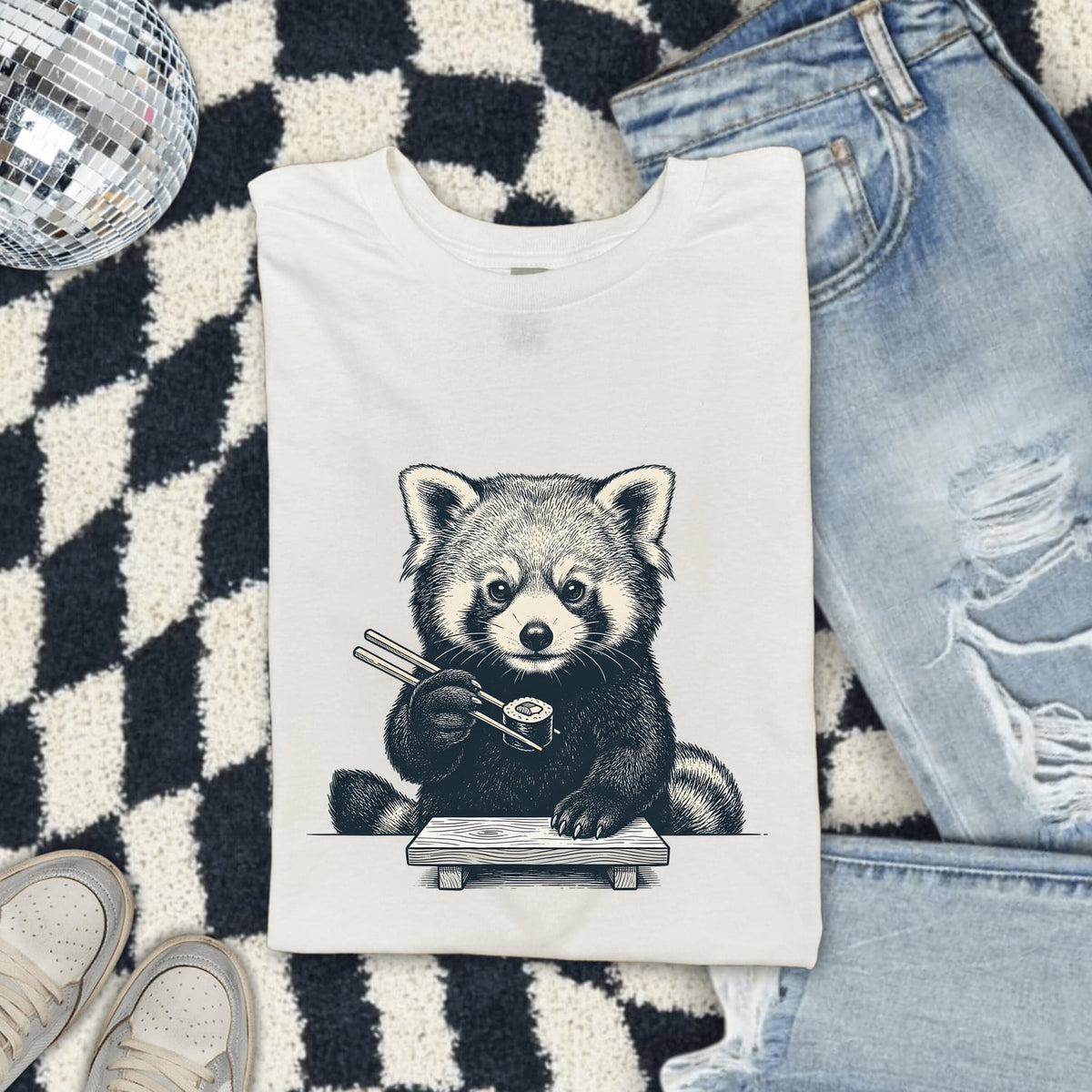 Red Panda Sushi Shirt, Sushi Lover Tee, Funny Foodie Shirt