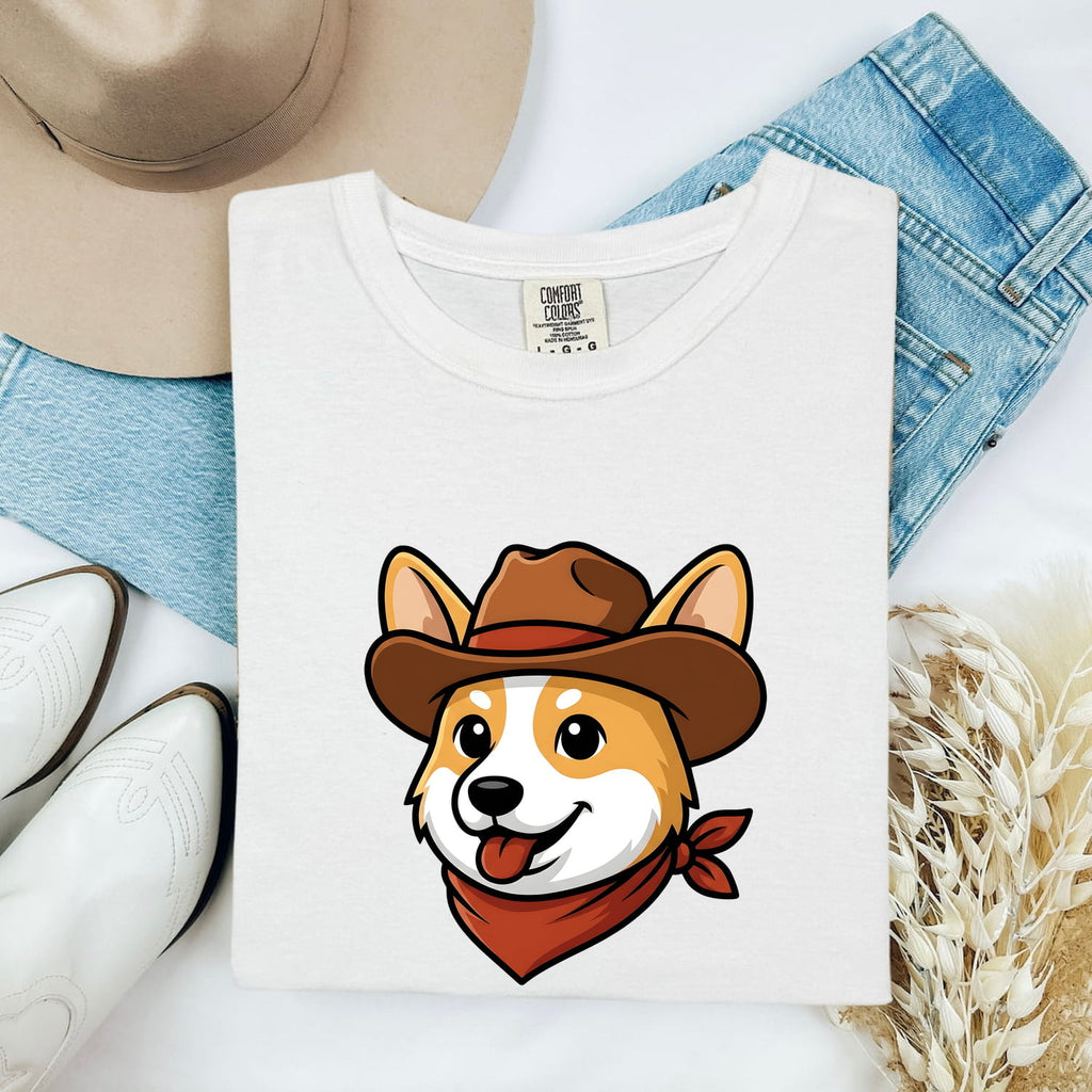 Cowboy Corgi Shirt, Western Dog Lover Tee, Corgi Mom Gift
