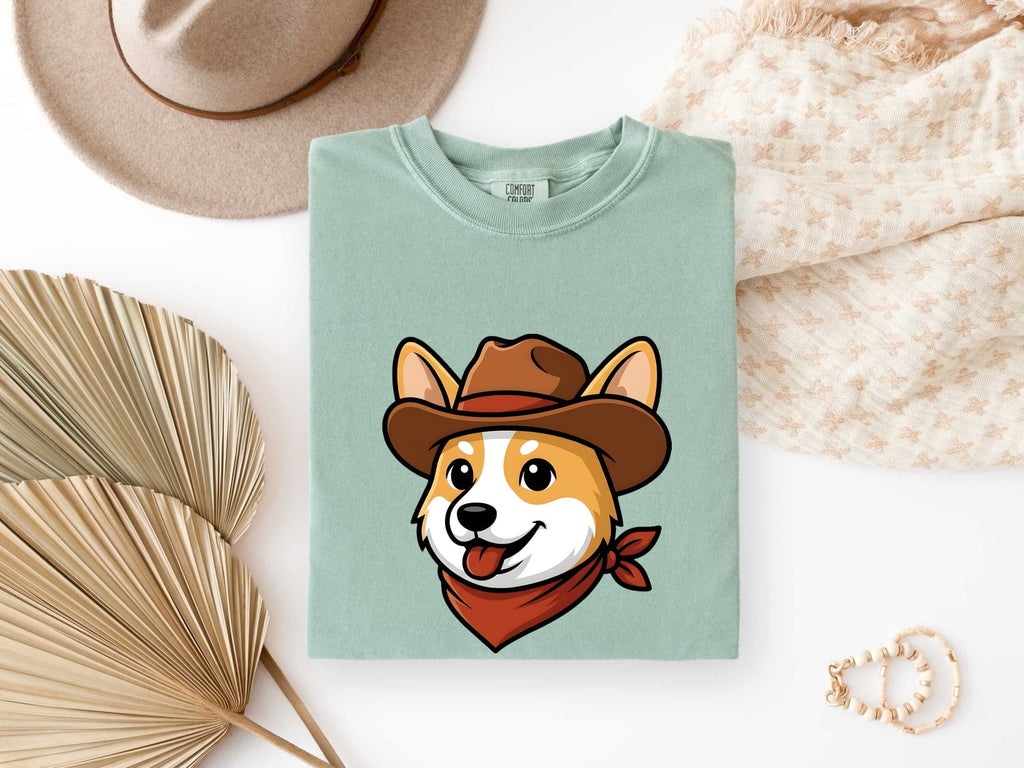 Cowboy Corgi Shirt, Western Dog Lover Tee, Corgi Mom Gift