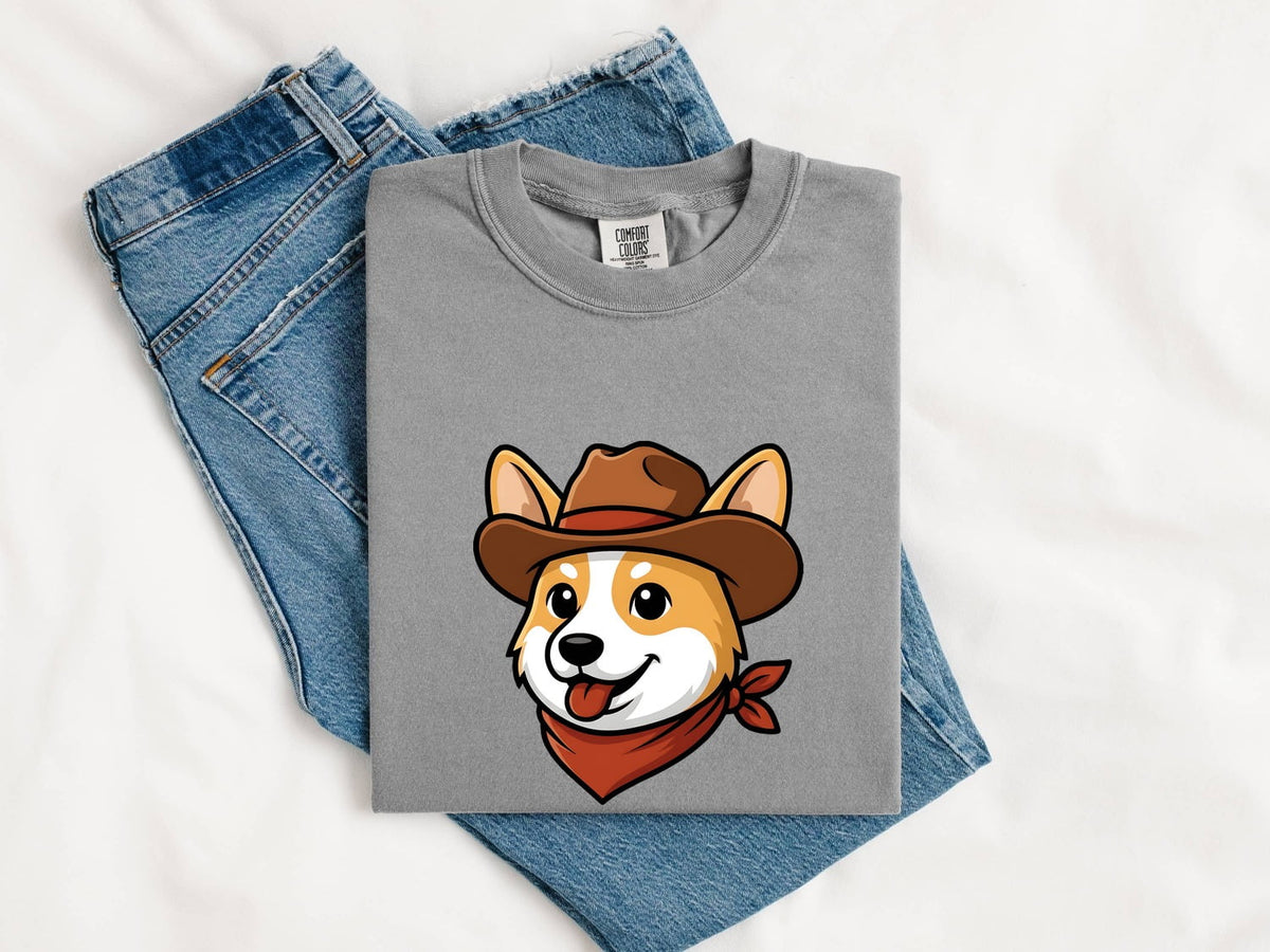 Cowboy Corgi Shirt, Western Dog Lover Tee, Corgi Mom Gift