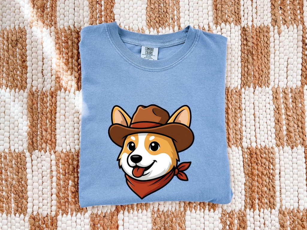 Cowboy Corgi Shirt, Western Dog Lover Tee, Corgi Mom Gift