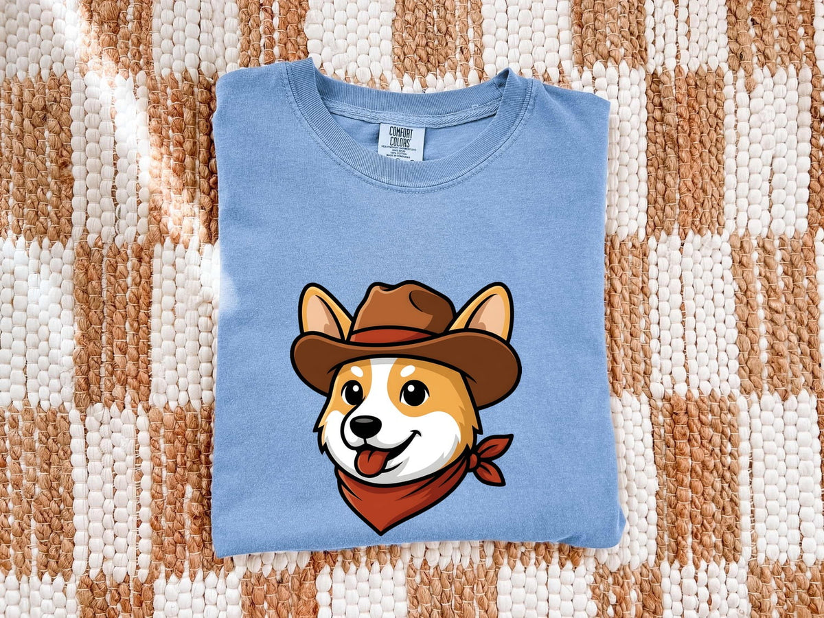Cowboy Corgi Shirt, Western Dog Lover Tee, Corgi Mom Gift