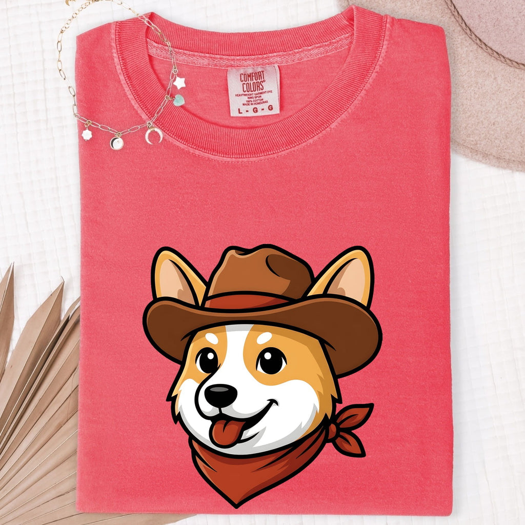 Cowboy Corgi Shirt, Western Dog Lover Tee, Corgi Mom Gift