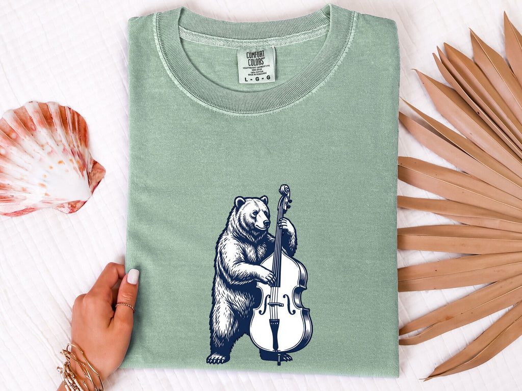 Bear Playing Bass Shirt, Vintage Musician Tee, Bass Player Gift