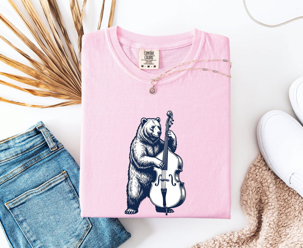 Bear Playing Bass Shirt, Vintage Musician Tee, Bass Player Gift