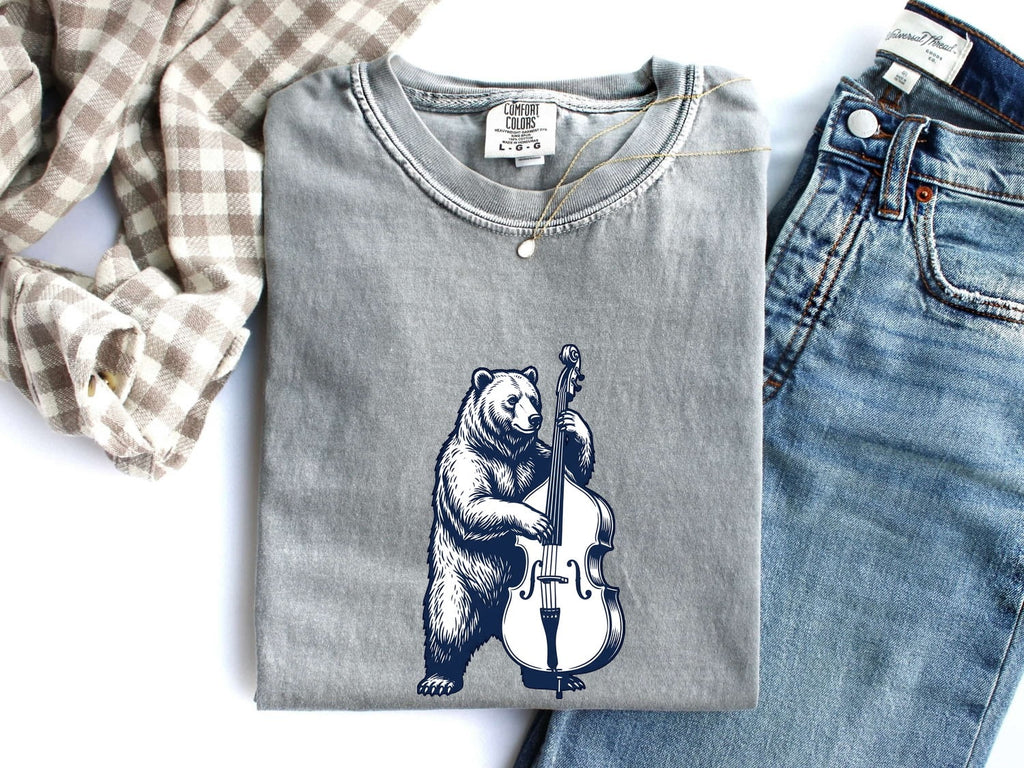Bear Playing Bass Shirt, Vintage Musician Tee, Bass Player Gift