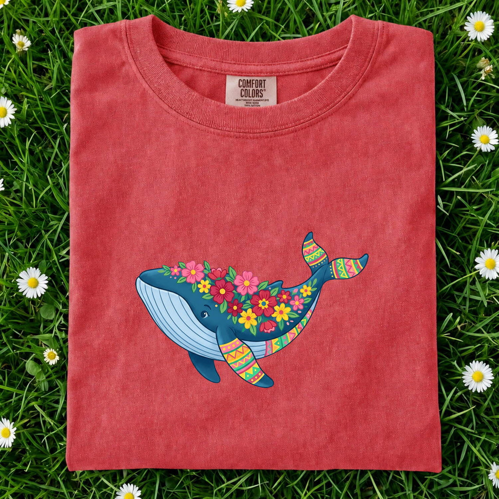 Floral Whale Shirt, Colorful Ocean Animal Tee, Whale Lover Gift