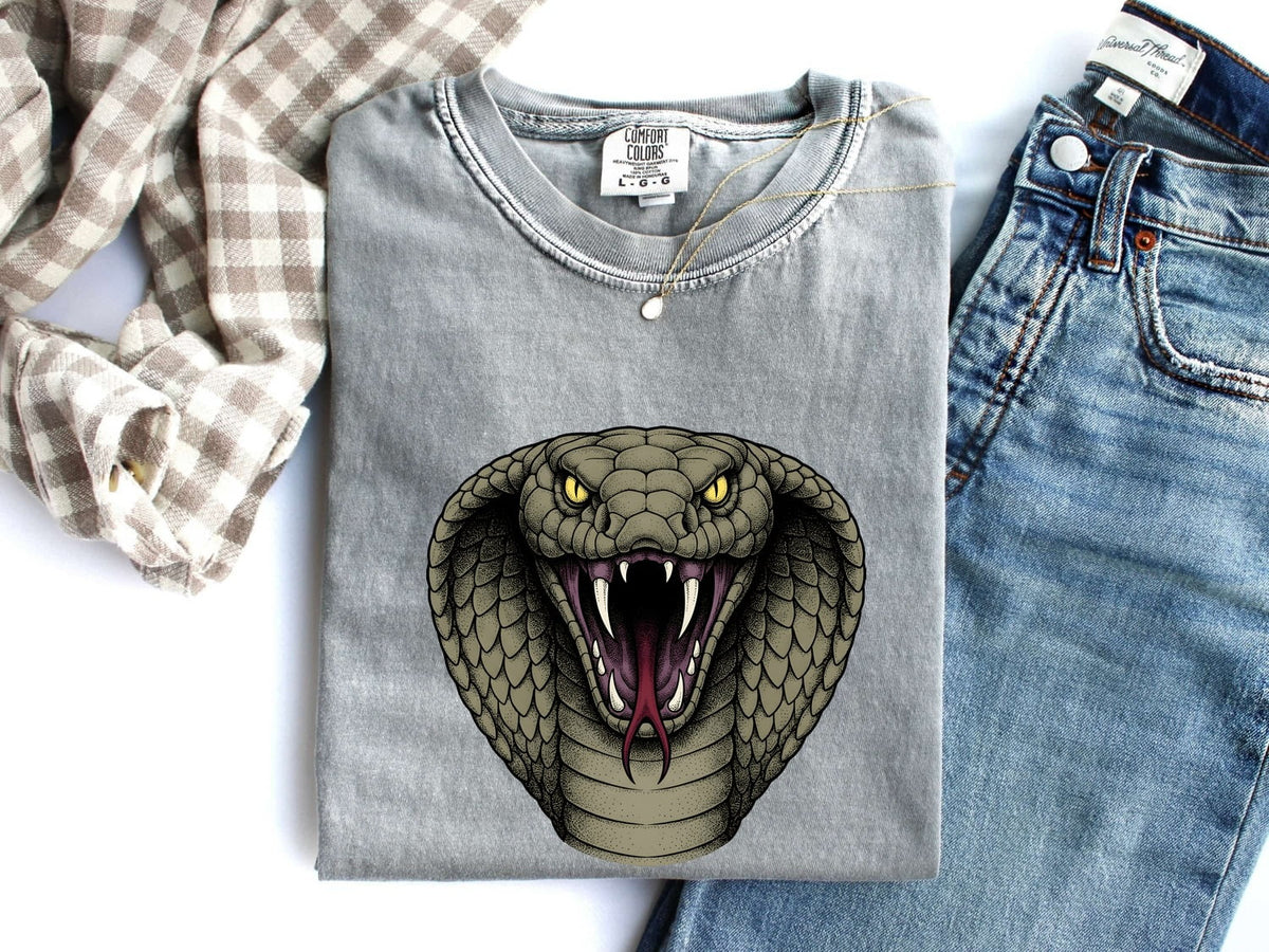 Cobra Snake Shirt, Reptile Lover Tee, Fierce Snake Graphic Tee