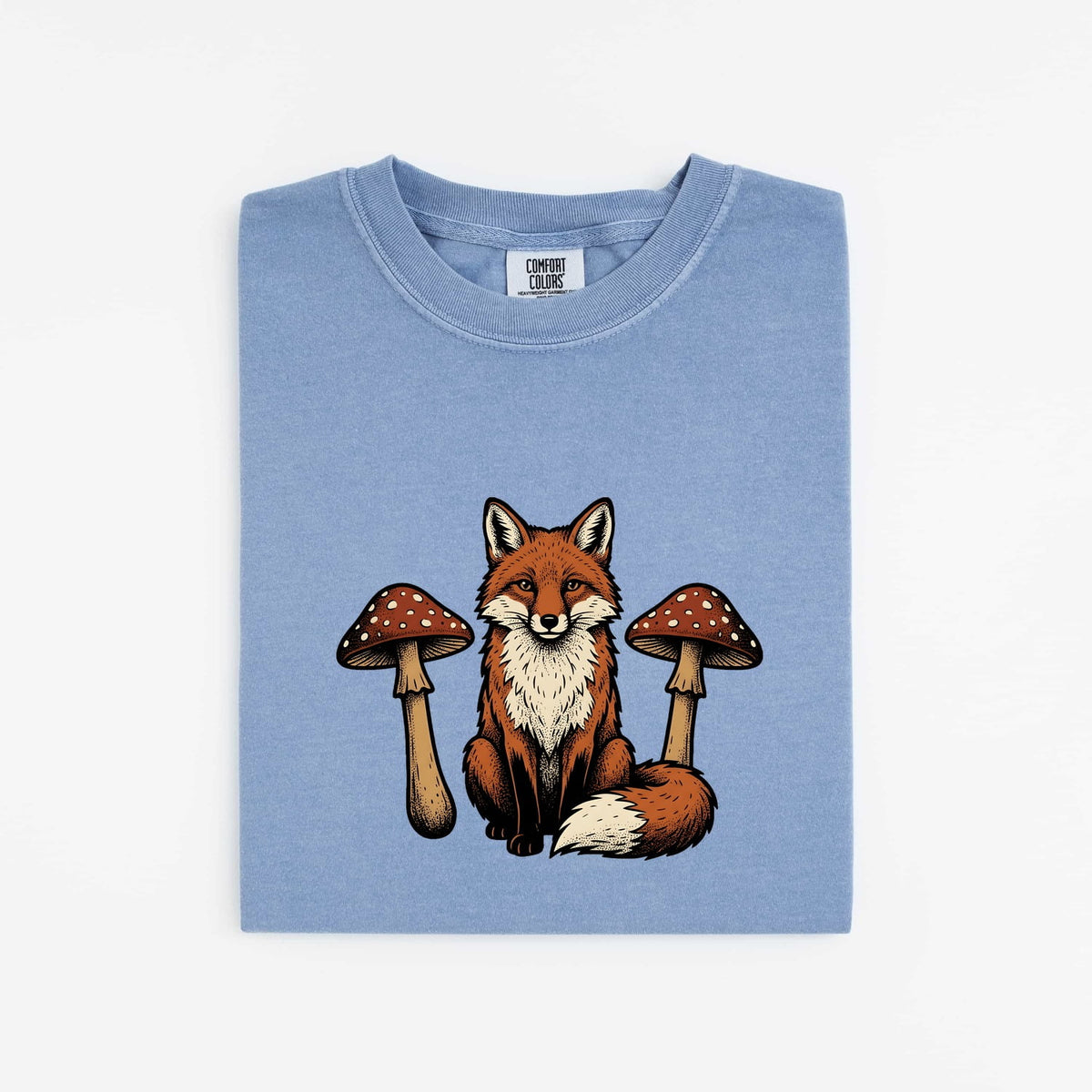 Fox and Mushroom Shirt, Woodland Animal Tee, Cottagecore Tee