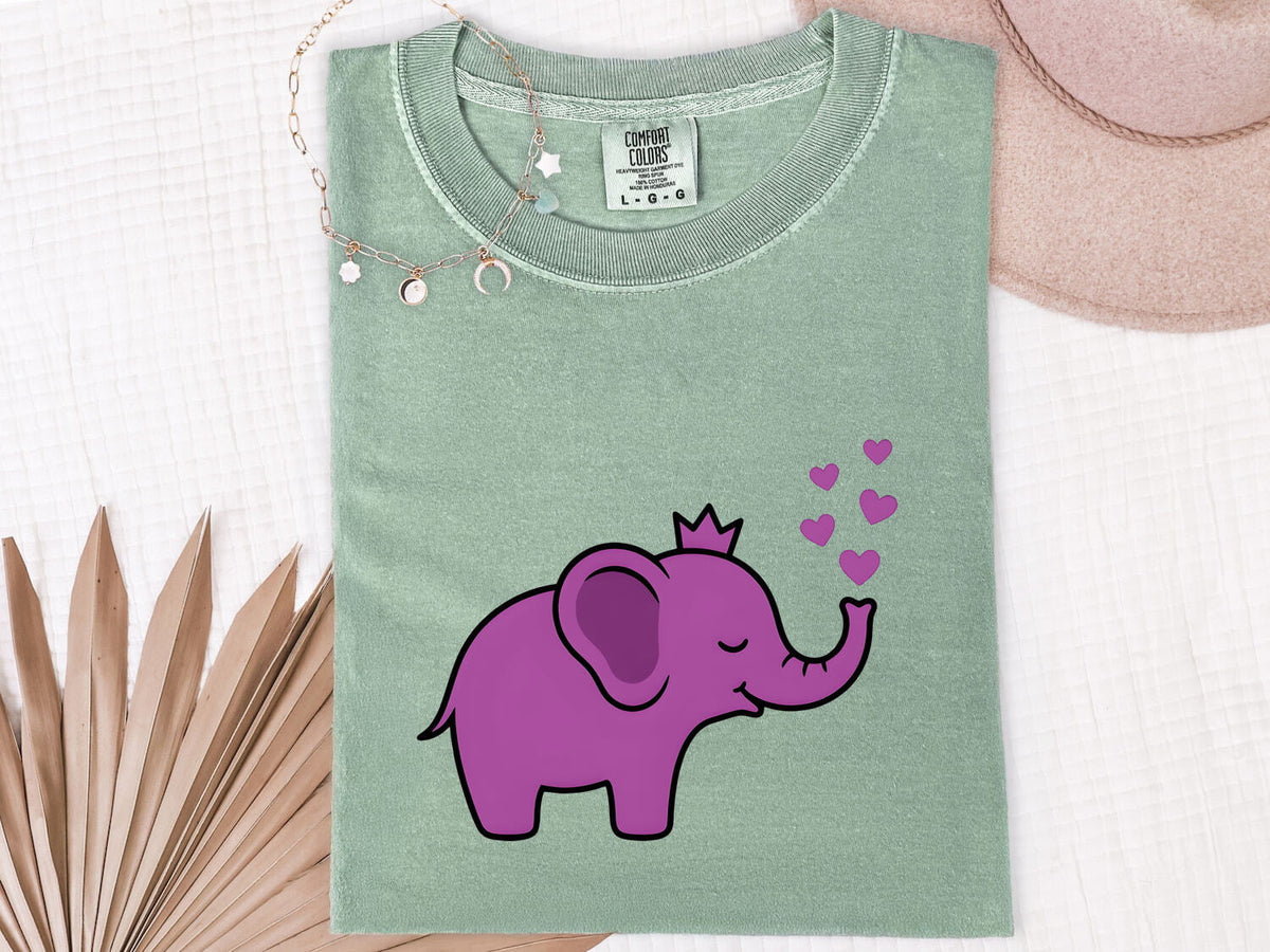 Cute Elephant Shirt with Hearts, Elephant Lover Gift, Love Graphic Tee
