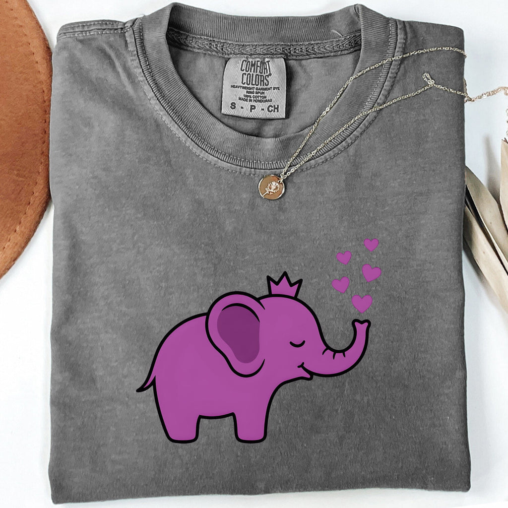 Cute Elephant Shirt with Hearts, Elephant Lover Gift, Love Graphic Tee