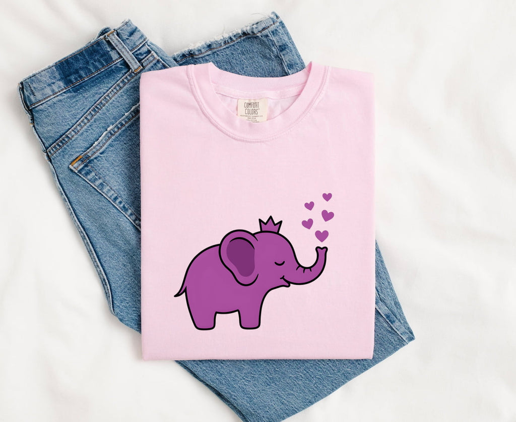Cute Elephant Shirt with Hearts, Elephant Lover Gift, Love Graphic Tee