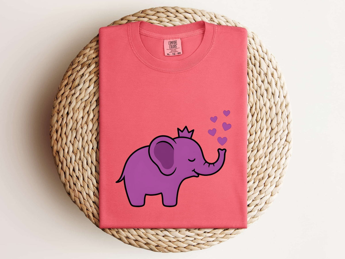 Cute Elephant Shirt with Hearts, Elephant Lover Gift, Love Graphic Tee