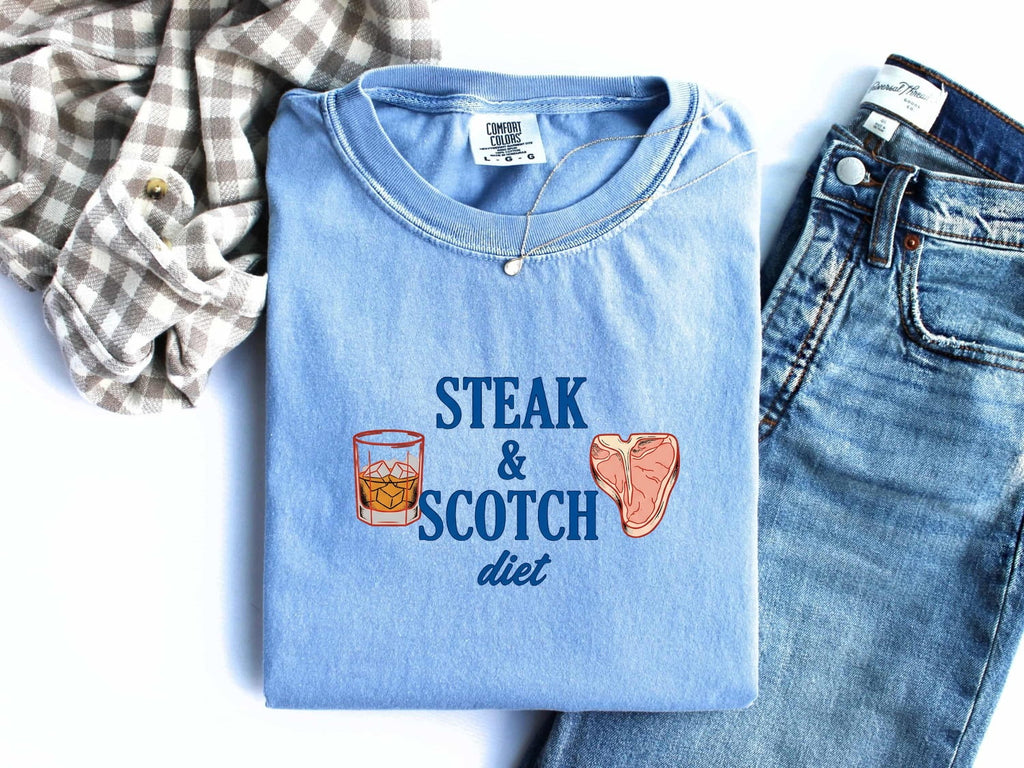 Steak and Scotch Shirt, Funny Foodie Tee, Whiskey Lover Tee