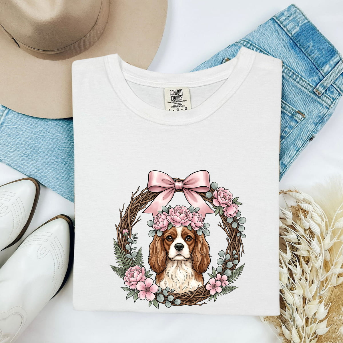 Cavalier King Charles Spaniel Shirt, Cavalier Mom Tee, Floral Dog Lover Gift