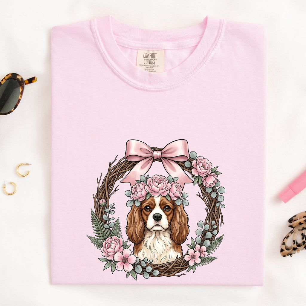 Cavalier King Charles Spaniel Shirt, Cavalier Mom Tee, Floral Dog Lover Gift