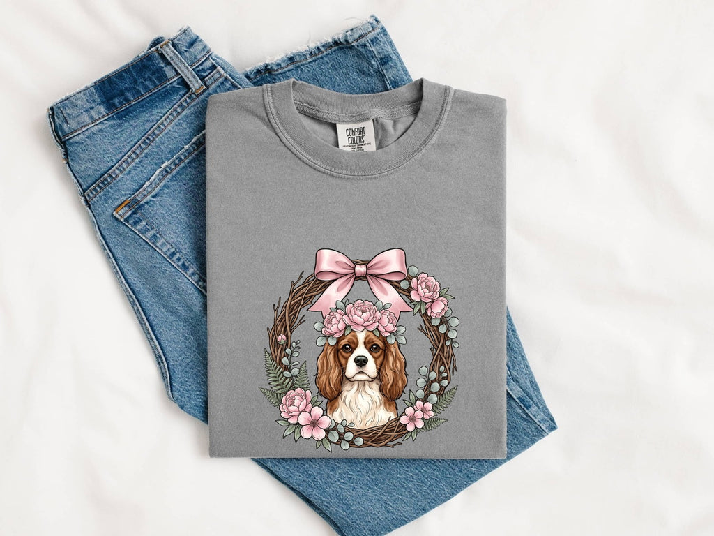 Cavalier King Charles Spaniel Shirt, Cavalier Mom Tee, Floral Dog Lover Gift