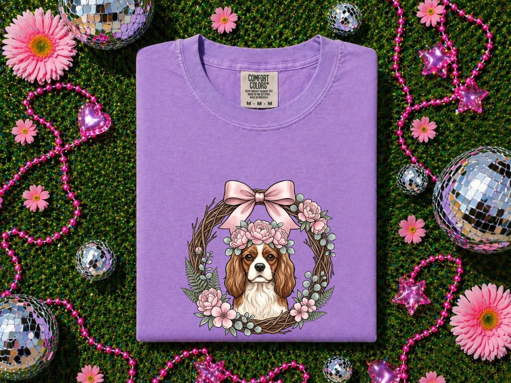 Cavalier King Charles Spaniel Shirt, Cavalier Mom Tee, Floral Dog Lover Gift