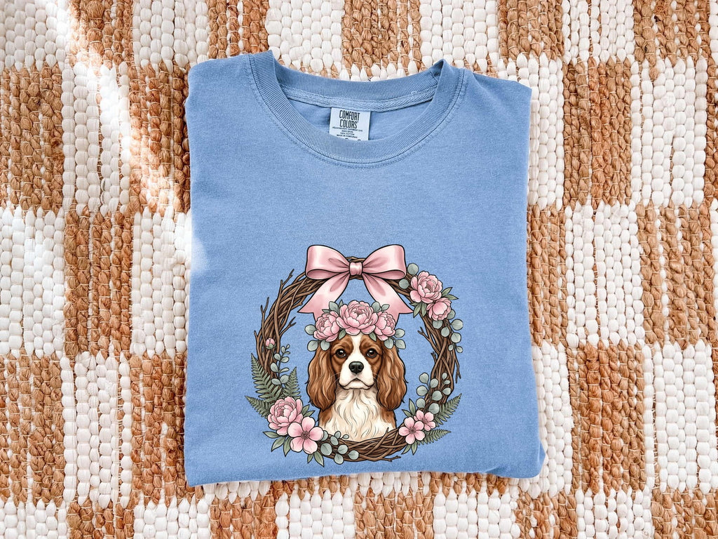 Cavalier King Charles Spaniel Shirt, Cavalier Mom Tee, Floral Dog Lover Gift