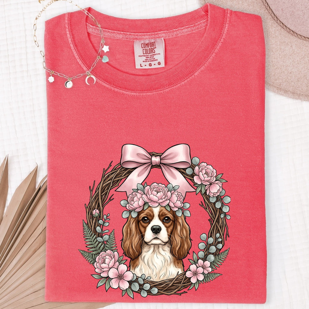 Cavalier King Charles Spaniel Shirt, Cavalier Mom Tee, Floral Dog Lover Gift