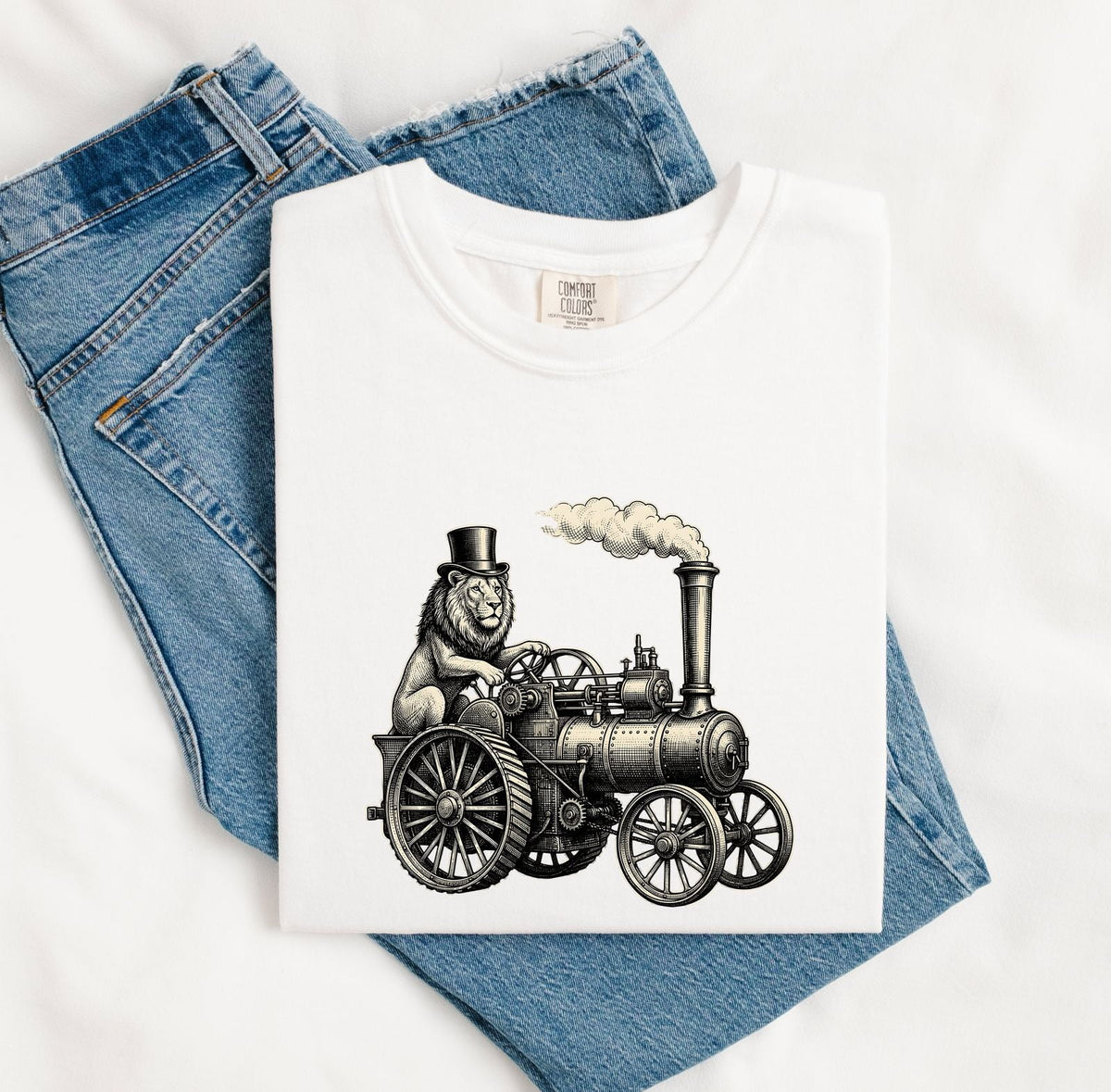 Lion Train Shirt, Vintage Steam Locomotive Tee, Train Lover Gift, Railroad Shirt