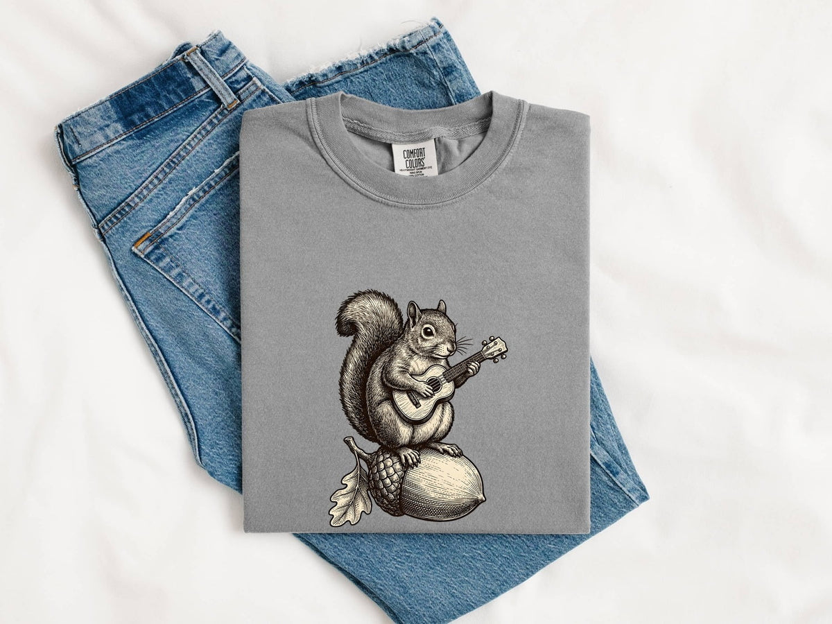 Squirrel Guitar Shirt, Funny Animal Tee, Music Lover Gift, Guitar Player Shirt