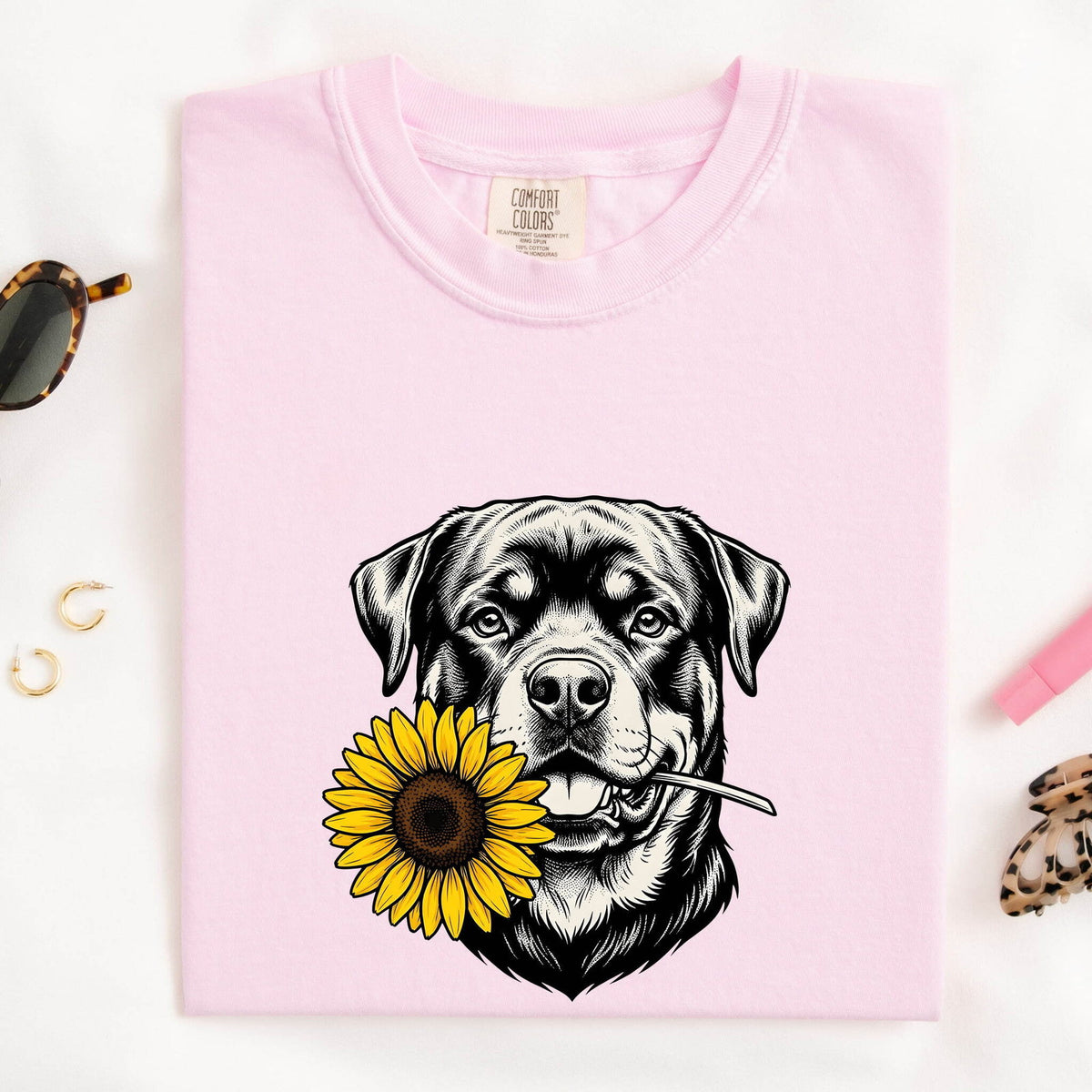 Rottweiler Shirt, Sunflower Dog Tee, Rottie Mom Gift, Floral Dog Lover Shirt