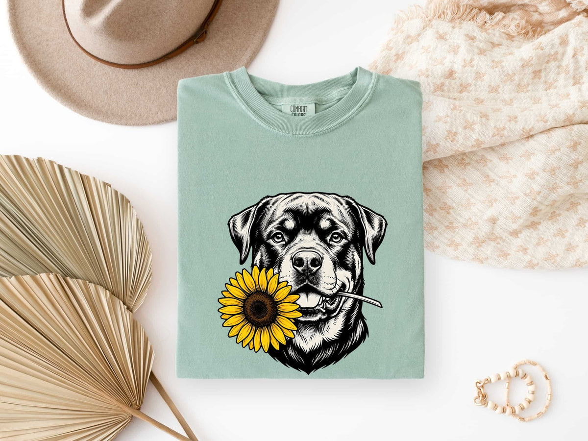 Rottweiler Shirt, Sunflower Dog Tee, Rottie Mom Gift, Floral Dog Lover Shirt