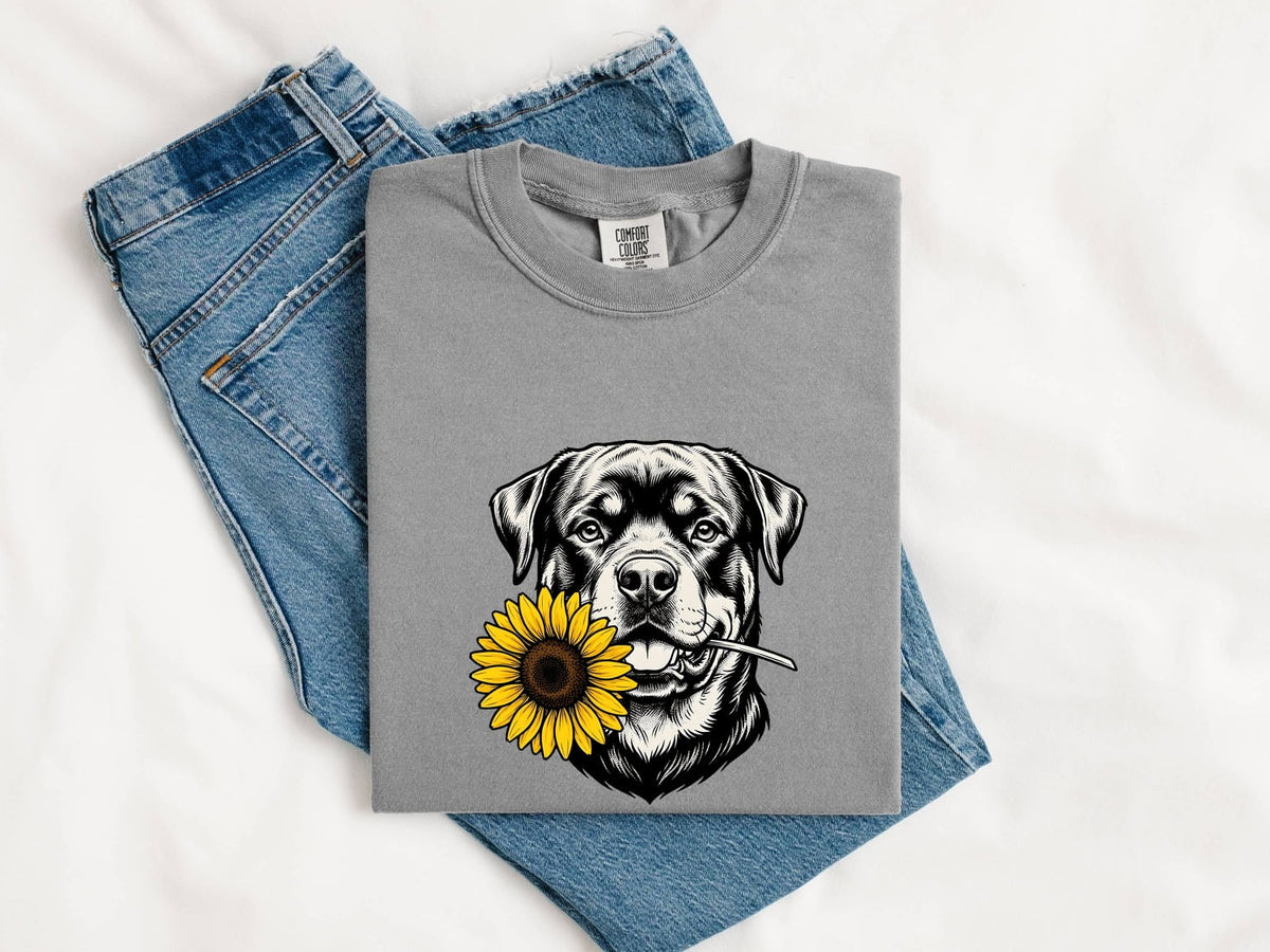 Rottweiler Shirt, Sunflower Dog Tee, Rottie Mom Gift, Floral Dog Lover Shirt