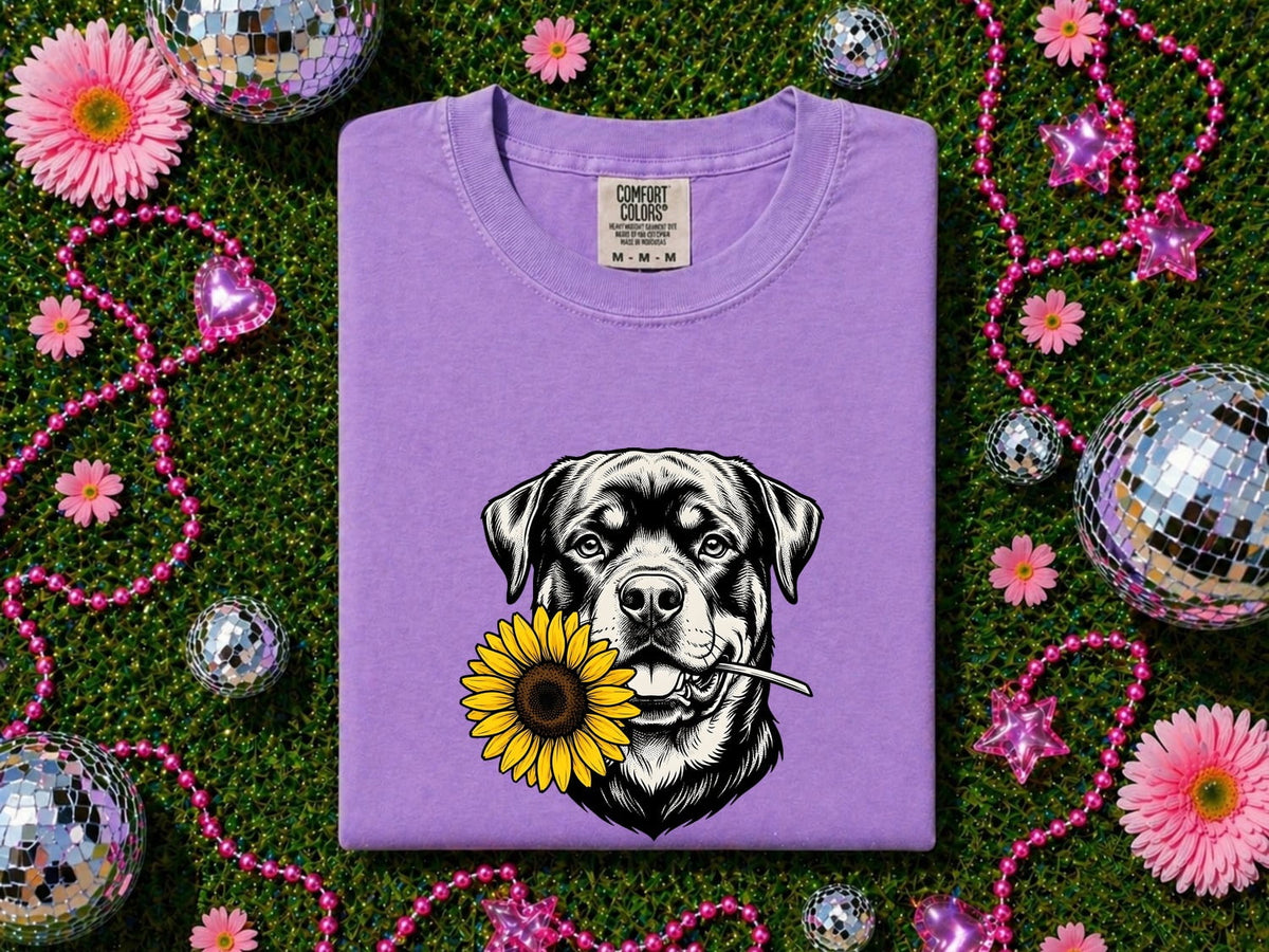 Rottweiler Shirt, Sunflower Dog Tee, Rottie Mom Gift, Floral Dog Lover Shirt