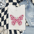Floral Butterfly Shirt, Pink Flower Tee, Botanical Nature Shirt, Garden Lover Gift