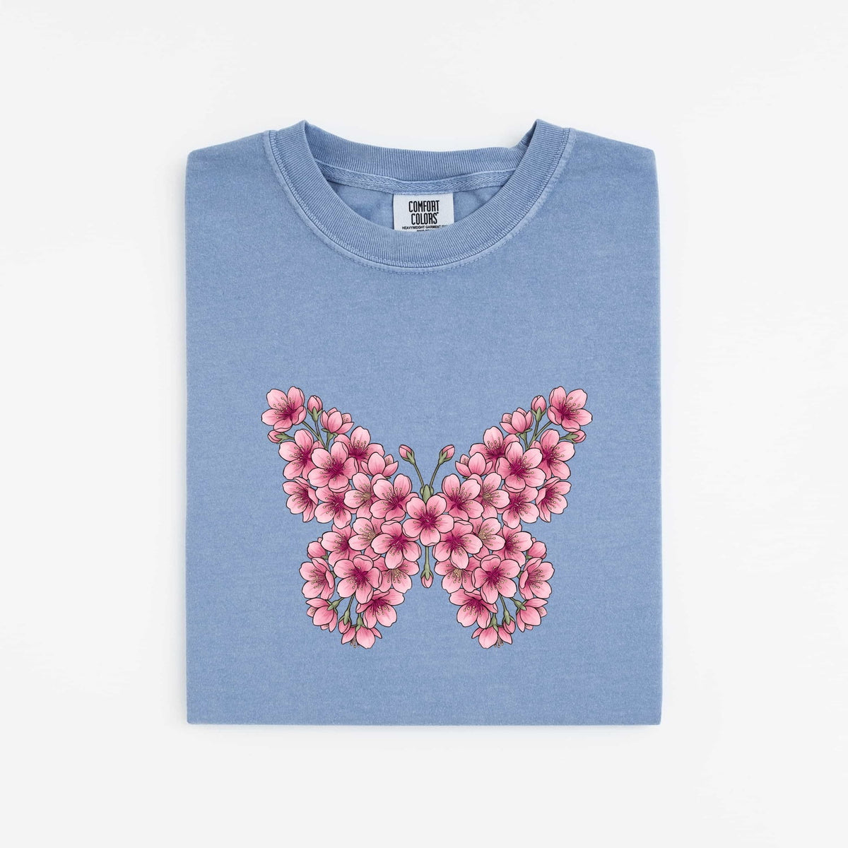 Floral Butterfly Shirt, Pink Flower Tee, Botanical Nature Shirt, Garden Lover Gift