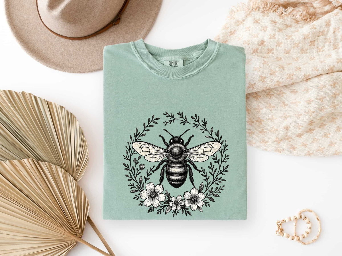 Bee Shirt, Botanical Bee Tee, Wildflower Shirt, Bee Lover Gift, Gardener Gift