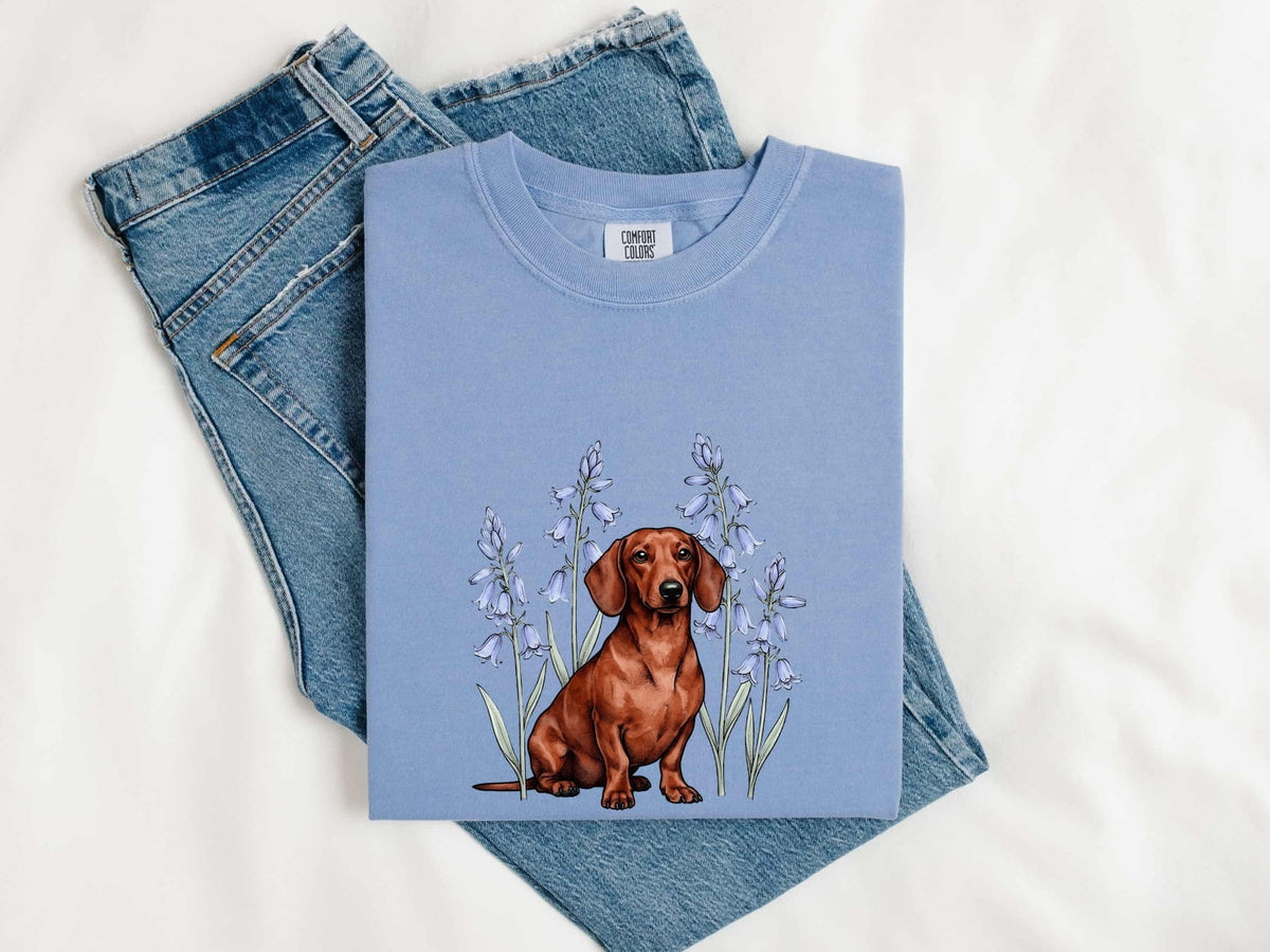 Dachshund Shirt, Floral Wiener Dog Tee, Dachshund Mom Gift, Dog Lover Shirt
