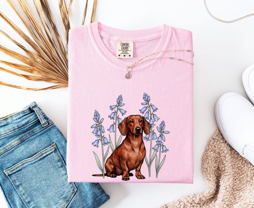 Dachshund Shirt, Floral Wiener Dog Tee, Dachshund Mom Gift, Dog Lover Shirt