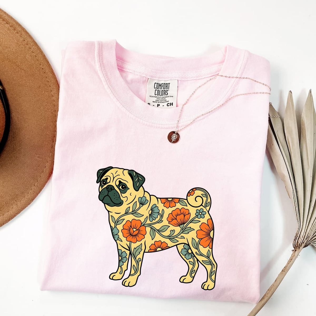 Floral Pug Shirt, Pug Mom Tee, Boho Dog Lover Gift, Pug Lover Shirt