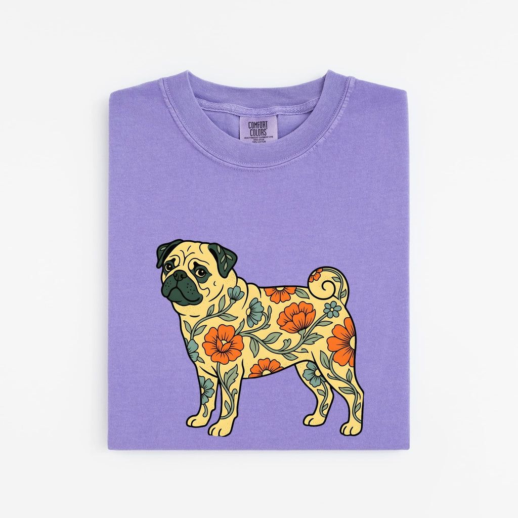 Floral Pug Shirt, Pug Mom Tee, Boho Dog Lover Gift, Pug Lover Shirt