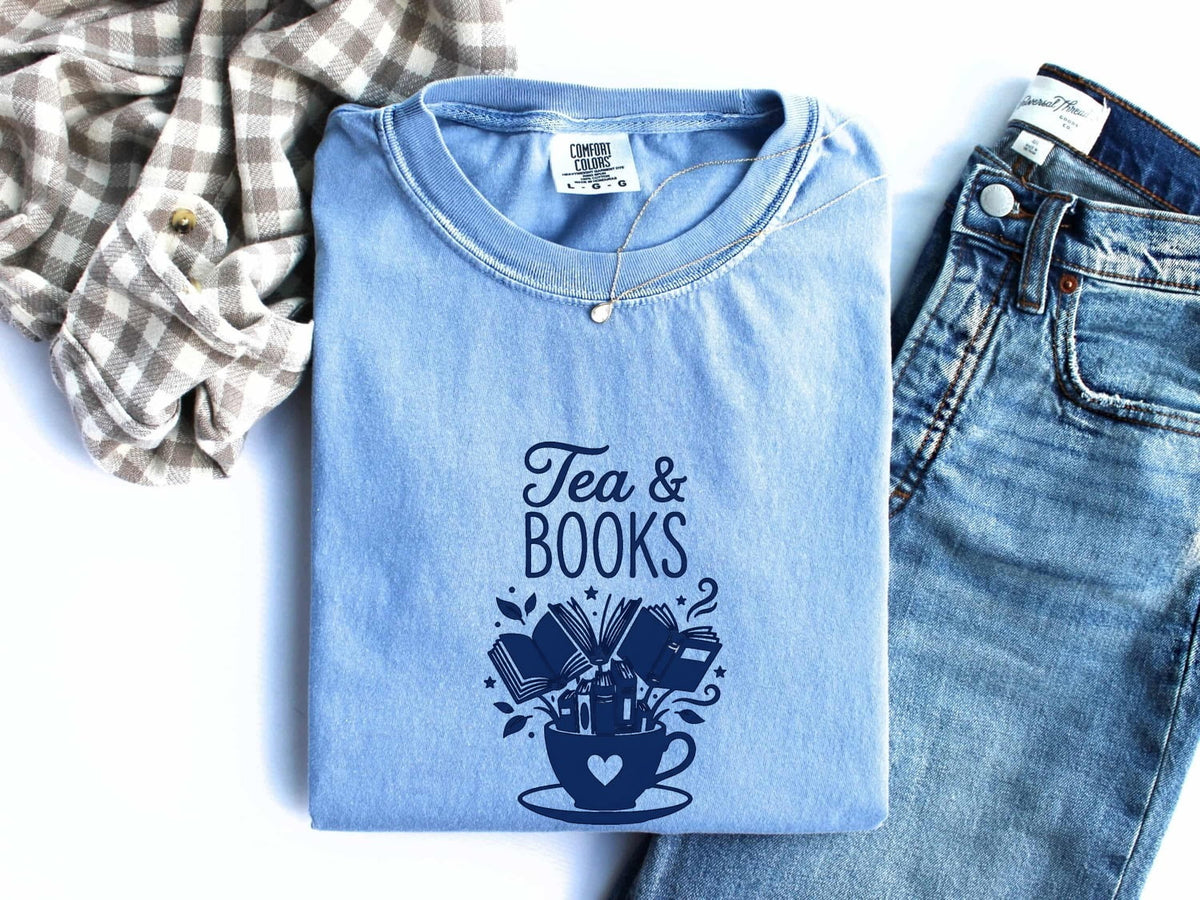 Tea and Books Shirt, Book Lover Tee, Reader Gift for Tea Lovers