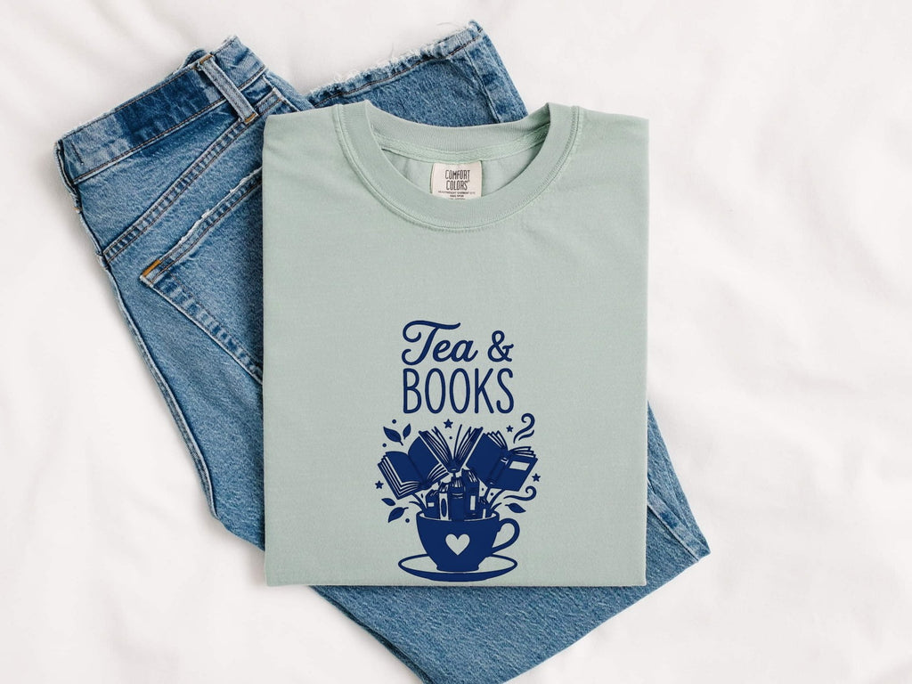 Tea and Books Shirt, Book Lover Tee, Reader Gift for Tea Lovers