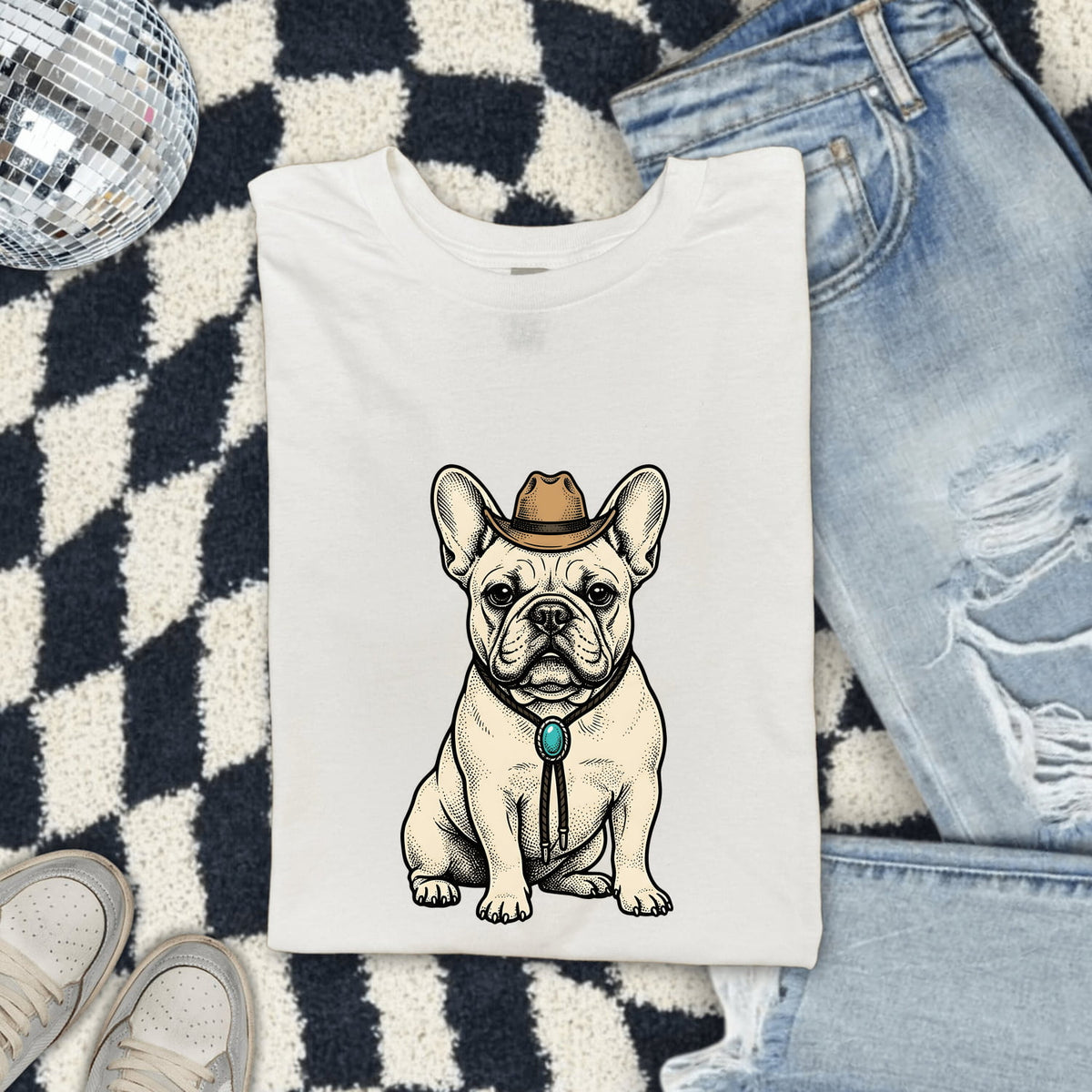 French Bulldog Cowboy Shirt, Western Frenchie Tee, Dog Lover Gift