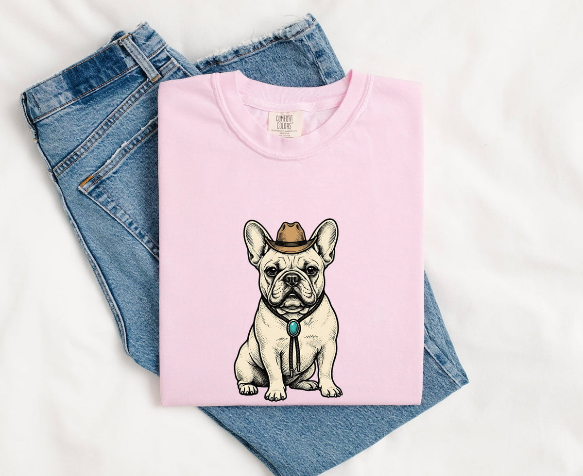 French Bulldog Cowboy Shirt, Western Frenchie Tee, Dog Lover Gift